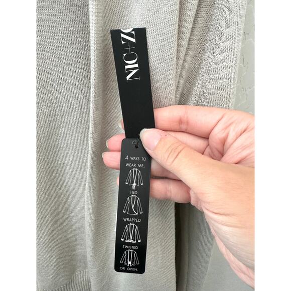 NIC + ZOË | Light Beige Open Cardigan Sweater Cotton Blend NWT | Petite Large - Picture 6 of 7